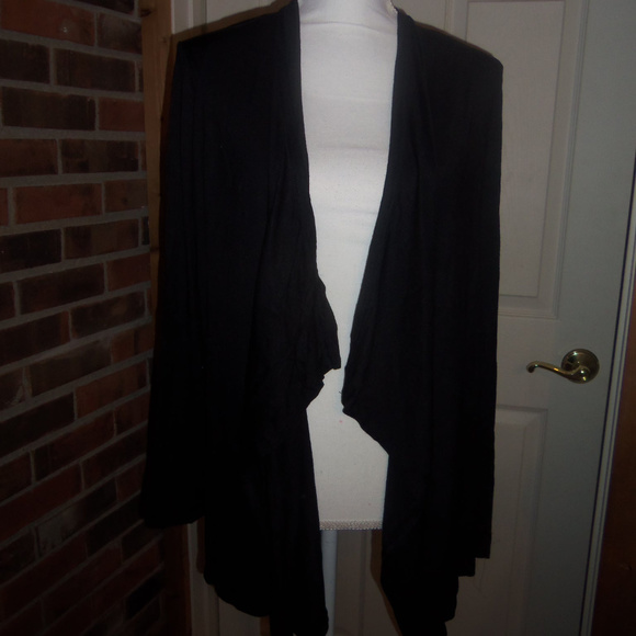 Black Open Front Drape Front Cardigan - Picture 2 of 5